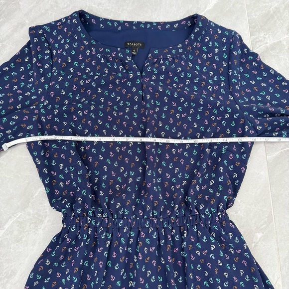 Women’s Talbots Anchor Print Flounce Hem Fit & Flare Notch Neck Dress Size 4 - Picture 14 of 16
